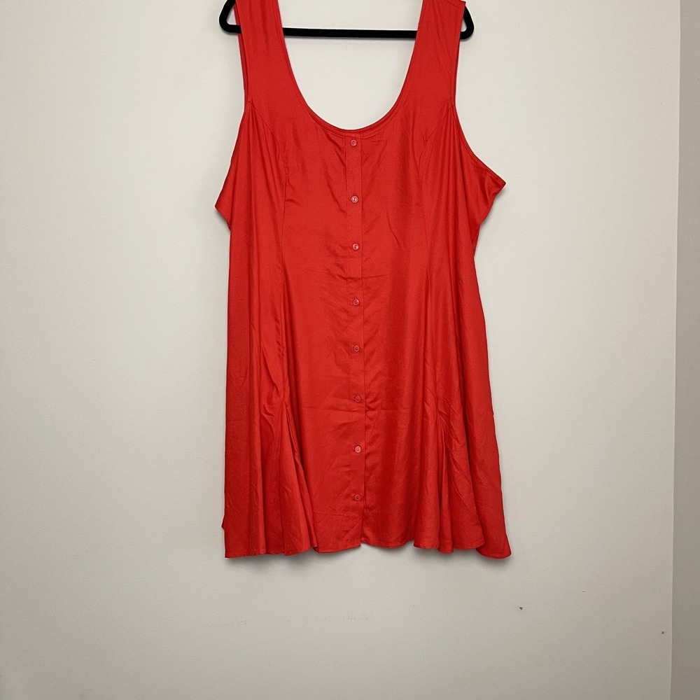 NWT Old Navy Fit & Flare Crepe Button Front Mini Dress Fan The Flame Women's XXL - Picture 2 of 7